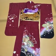 振袖 一式セット深紅 帯小物ファー付きバック草履付のサムネイル