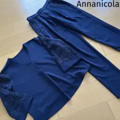 セットアップ パンツとトップス 紺の上下　コットン系生地の上下