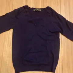 ZARA ネイビー Vネック 薄手　ニット 長袖　M