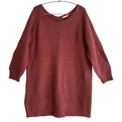 【XL】GU Vネック ざっくりニットワンピース テラコッタ ゆったり
