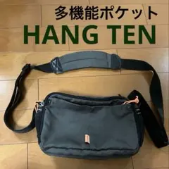 HANG TEN メンズショルダーバッグ 多機能ポケットカーキ×ブラック防災のサムネイル