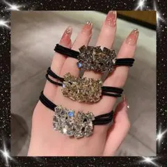 【3個セット】キラキラ　ヘアゴム シルバー　ゴールド結婚式二次会パーティー