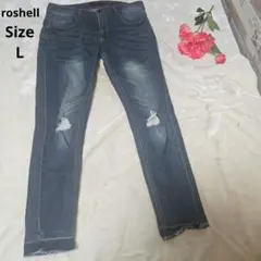 【オシャレ⭐roshell】ダメージ　デニムパンツ　サイズLのサムネイル