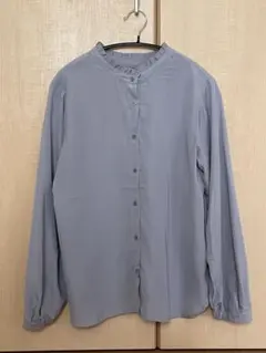 グレー フリル付き　長袖シャツ サイズF