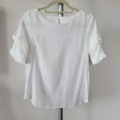 ✨美品✨テチチ　ホワイト 半袖ブラウス 透け感　レディース　フリーサイズ