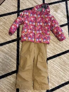 当日発送相談　nima スキーウェア 花柄 ピンク 上下セット 100cm