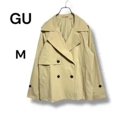 GU 撥水加工 トレンチ風　ショートコート M ダブルボタンデザイン　通勤　通学