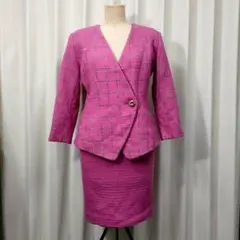 参考定価9万円 HANAE MORI ツイードセットアップ　ピンク