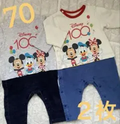 Disney 100周年記念ロンパース2点セット70センチ