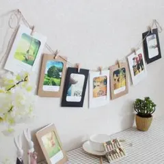 【新品！未使用！】フォトガーランド　10枚入　L判　黒　茶色　白　フリップ　麻紐