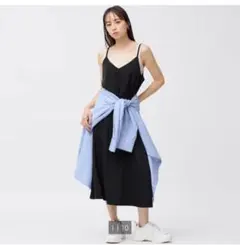 GU ジーユー サテンキャミソールワンピース 前後2way ブラック XL