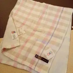 フェイスタオル　チェックピンク今治