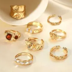 8個セット 指輪 リング ゴールド ファランジリング ピンキー 韓国 金 上品