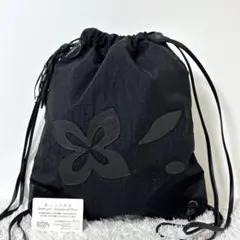 【極美品】 イビザ ナップサック リュック 巾着 レザーパッチ ナイロン 黒のサムネイル