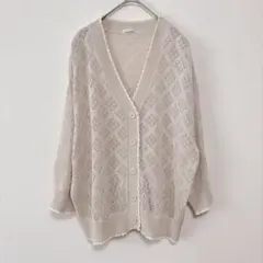 グラシア L カーディガン 七分袖 アイボリー レース編み