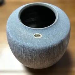 信楽焼　青色テクスチャー陶器花瓶 中型