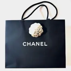 chanel ショッパー 紙袋 シャネル ショップ袋 カメリア付き 黒