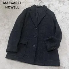 極美品！マーガレットハウエル ウールステンカラーコート ネイビー