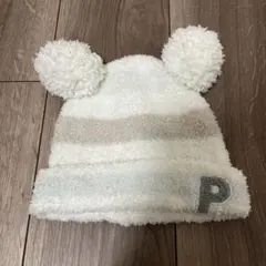 ジェラートピケ　ポンポン付きベビー帽子