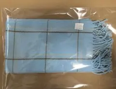 水色 チェック柄 マフラー ストール