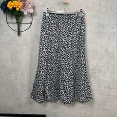 【美品】ロングスカート フレアスカート M ブラック 花柄 レディース