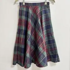 フレアスカート チェック柄 ウール Mサイズ