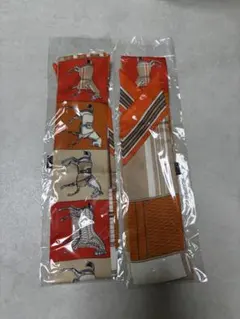 オレンジとベージュのスカーフセット