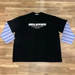 MILKFED ミルクフェド ロンT 黒 F レイヤード風 ボーダー ロゴのサムネイル