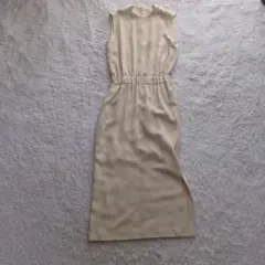 ミラオーウェン　ベージュイエロー　 ノースリーブ ひざ丈ワンピース