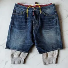 美品 希少 DSQUARED2 スウェットレイヤードデニムハーフパンツのサムネイル