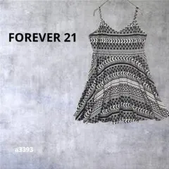 【フォーエバー21】 チュニック　キャミソールワンピース　ミニ　黒×白 L