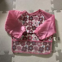 エプロン　長袖　花柄