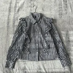 エイチアンドエム 長袖シャツ ブラウス ギンガムチェック フリル E5767