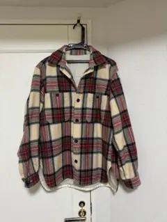 タータンチェックオーバーシャツ/M/ウール/BEG/タータンCK