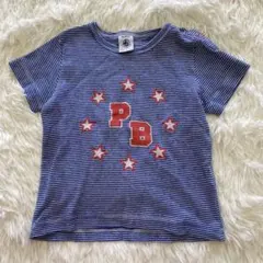 【1点物】プチバトー ボーダー Tシャツ 18m 81 ブルー 星 ロゴのサムネイル