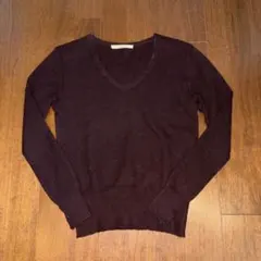 【zucca】Vネックニット　毛100% ブラウン