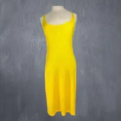 【着回し自在】バケーション,リゾート イエローコットンワンピース M相当