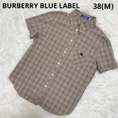 美品　バーバリーブルーレーベル　チェック　シャツ　ノバチェック　ホースロゴ　刺繍