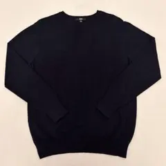 【UNIQLO】ユニクロ カシミヤコットン ネイビーコットンセーター ニットXL