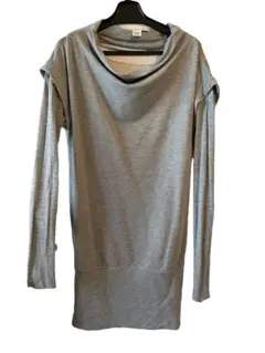 グレー ドレープネック 長袖ワンピース DIANE vonFURSTENBERG