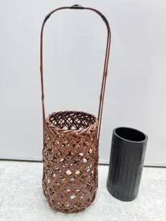 民藝　竹工芸品　花入れ　花籠　竹細工 TB526竹の花入れ◇竹かご/篭/籠/花器/花カゴ/茶道具/和小物/