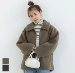 coca ステンカラーボアブルゾン　M