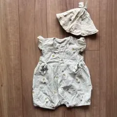 花柄ロンパースと帽子セット