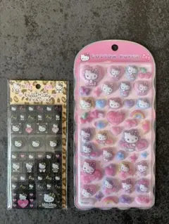 ハローキティ　ヒョウ柄キティ　シール2点セット　タイルシール　コットンパフィー