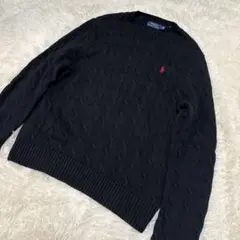 ポロラルフローレン ケーブルニットブラックM