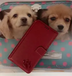 iPhone11 わんちゃん犬肉球焼印手帳ケース