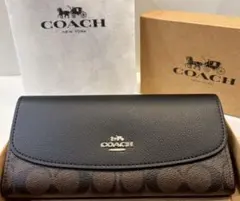 COACH コーチ長財布 スナップ式　シグネチャー ブラウンブラックのサムネイル