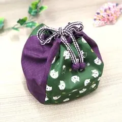 「猫に小判」がカワイイ和柄の巾着袋