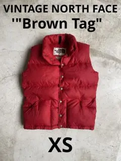 ビンテージ ノースフェイス ダウンベスト USA製 茶タグ 希少 レッド