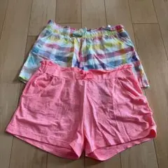 H&M チェック柄と無地のハーフパンツ2枚セット 140cm